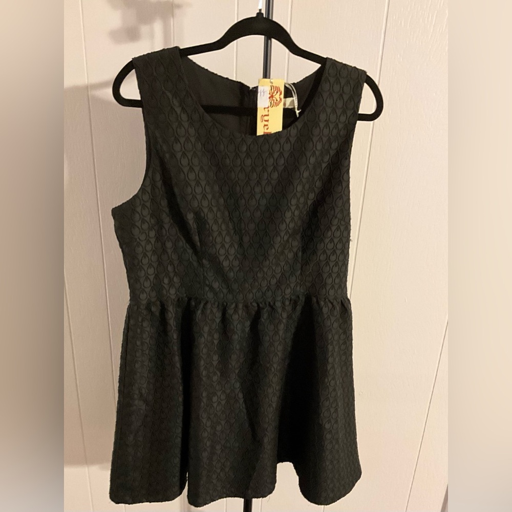 Axyeh Black Textured Dress XL NWT Sleeveless Fit & Flare A-Line Cocktail - Picture 4 of 4